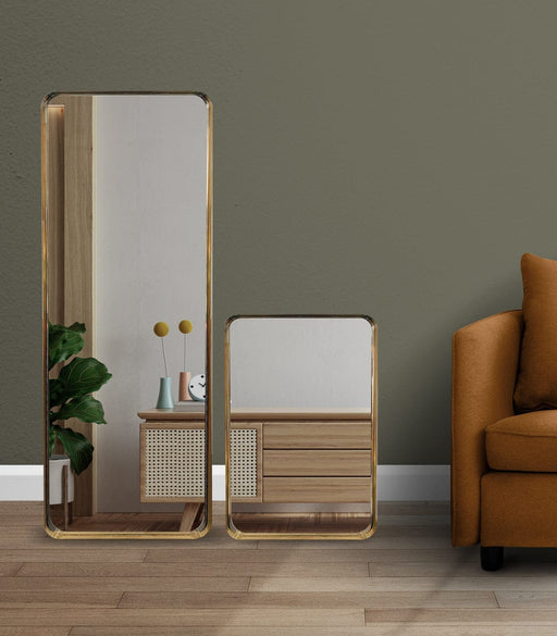 Viola Brushed Brass Gold Wall Mirror
