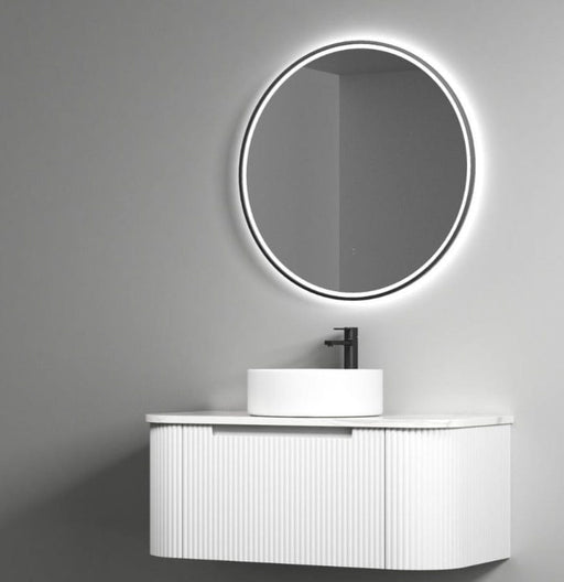 Wyndell Matte Black Round Frontlit LED Bathroom Mirror