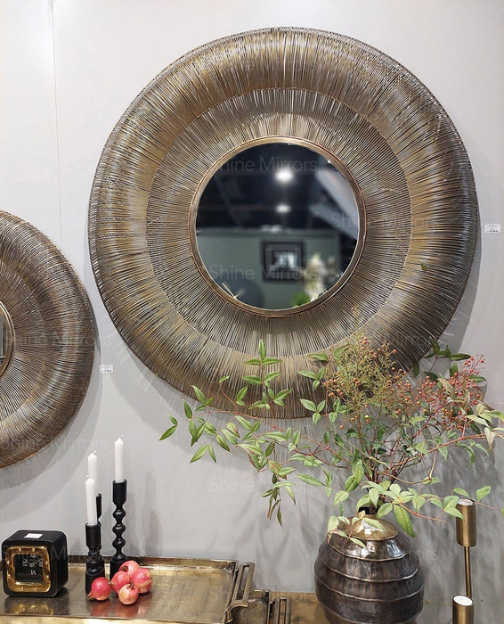 Shin Wire Brass Round Wall Mirror - SHINE MIRRORS AUSTRALIA