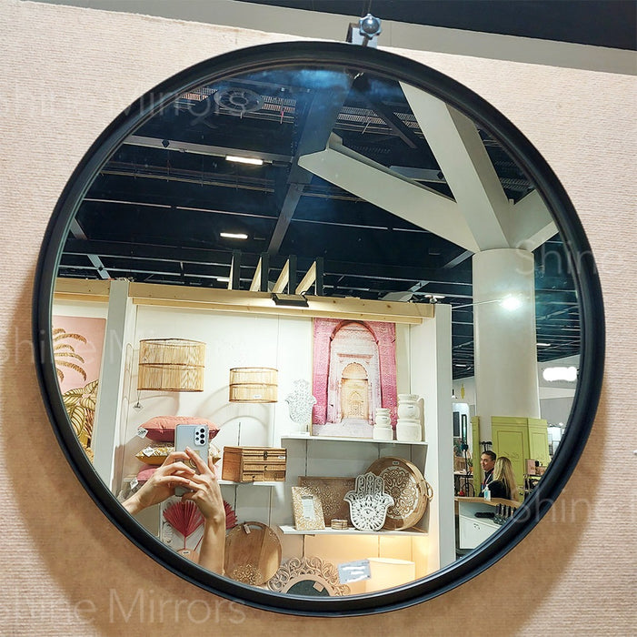 Elsie Black Round Wall Mirror