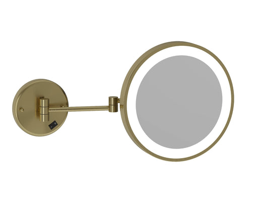 Ablaze Round Brushed Brass Shaving Mirror with LED and 3x Magnification