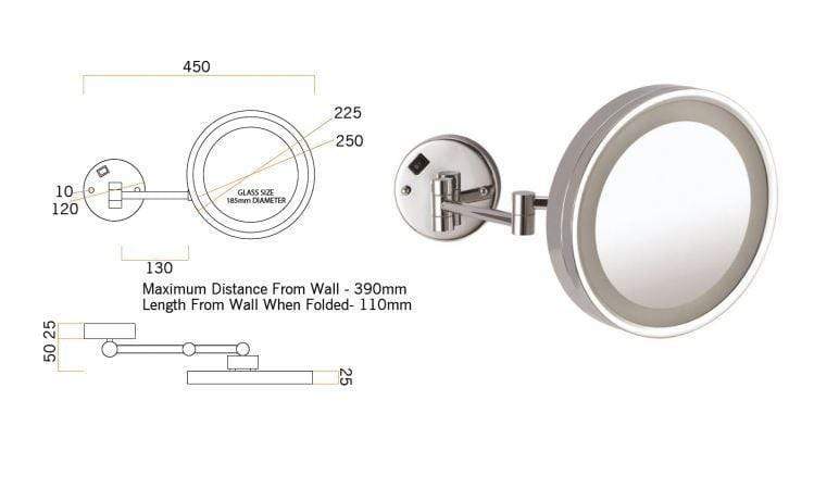 Ablaze Round Shaving Mirror with Backlit and 3x Magnification Plugin Type - SHINE MIRRORS AUSTRALIA