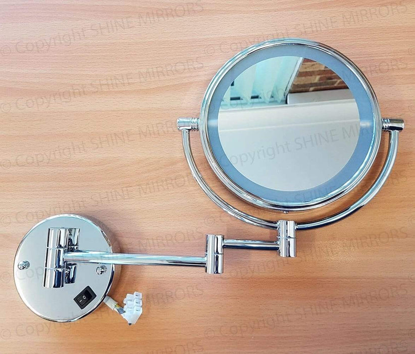 Ablaze Round Shaving Mirror with Backlit and 5x Magnification L155CSMC - SHINE MIRRORS AUSTRALIA