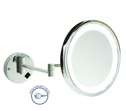 Ablaze Round Shaving Mirror with Backlit and 5x Magnification Plugin Type - SHINE MIRRORS AUSTRALIA