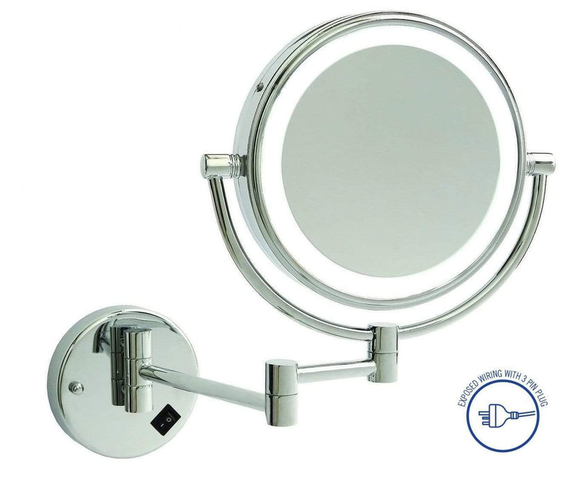 Ablaze Round Shaving Mirror with Backlit and 8x Magnification Plugin Type - SHINE MIRRORS AUSTRALIA