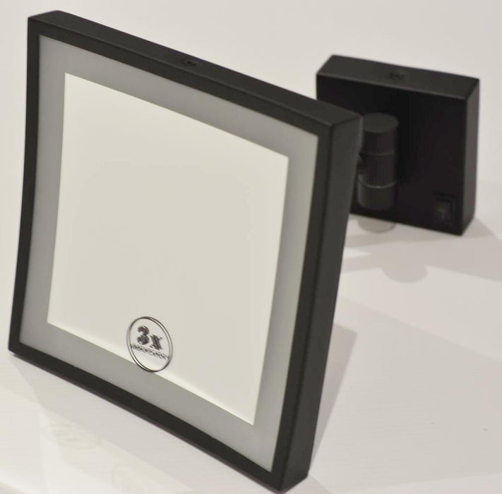 Ablaze Square Shaving Mirror Black with Backlit and 3x Magnifications LS205CSMCB - SHINE MIRRORS AUSTRALIA