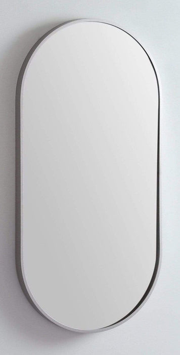 Avid Brushed Nickel Oval Wall Mirror Medium: 46cm x 4cm x 91cm - SHINE MIRRORS AUSTRALIA