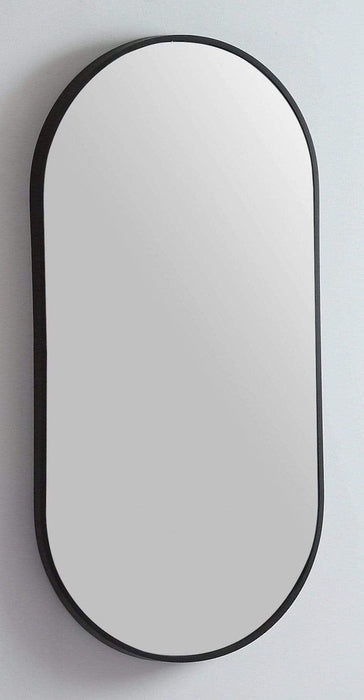 Avid Matt Black Oval Wall Mirror Medium: 46cm x 4cm x 91cm - SHINE MIRRORS AUSTRALIA