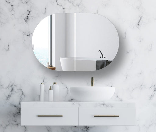 Bryson 2 Door Natural Oak Mirrored Bathroom Shaving Cabinet - SHINE MIRRORS AUSTRALIA