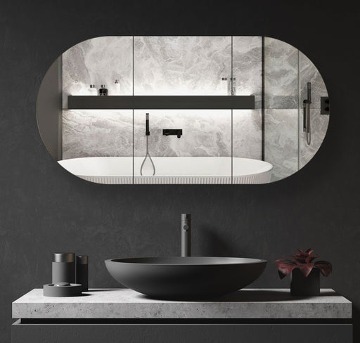 Bryson 3 Door Black Oak Mirrored Bathroom Shaving Cabinet - SHINE MIRRORS AUSTRALIA