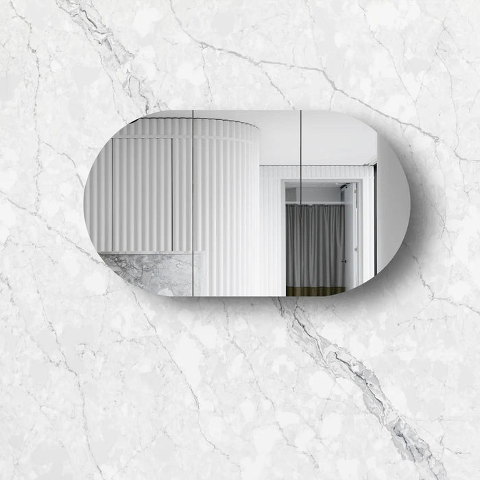 Bryson 3 Door Matte White Mirrored Bathroom Shaving Cabinet