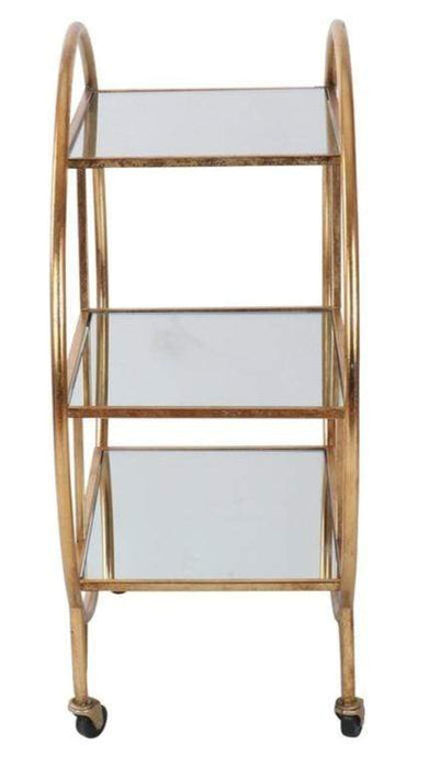 Calder Antique Gold Bar Trolley Mirrored Shelves
