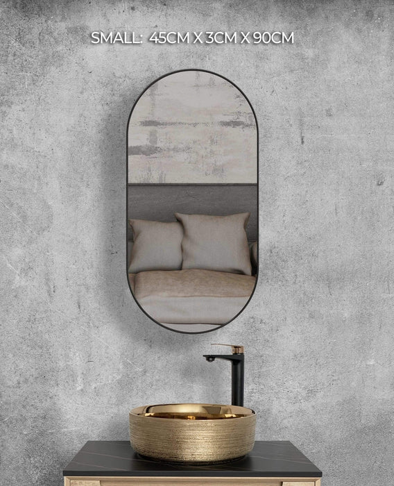Catalina Black Oval Wall Mirror - SHINE MIRRORS AUSTRALIA