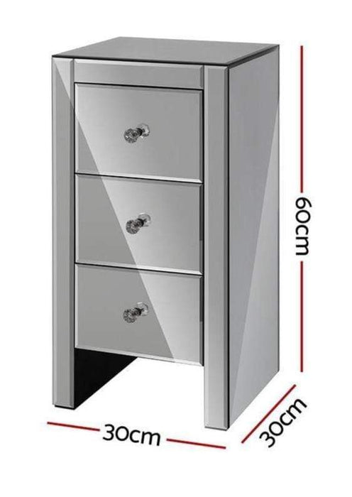 Coco Mirrored Bedside Table Grey