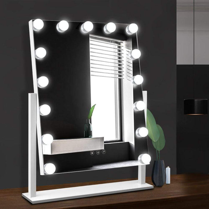 Cody White Vanity Makeup Mirror with Dimmable Bulbs