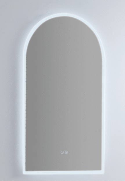 Cooper Arched Backlit LED Bathroom Mirror Gun Metal - SHINE MIRRORS AUSTRALIA
