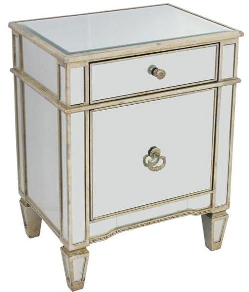 Echo Mirrored Bedside Antique Table