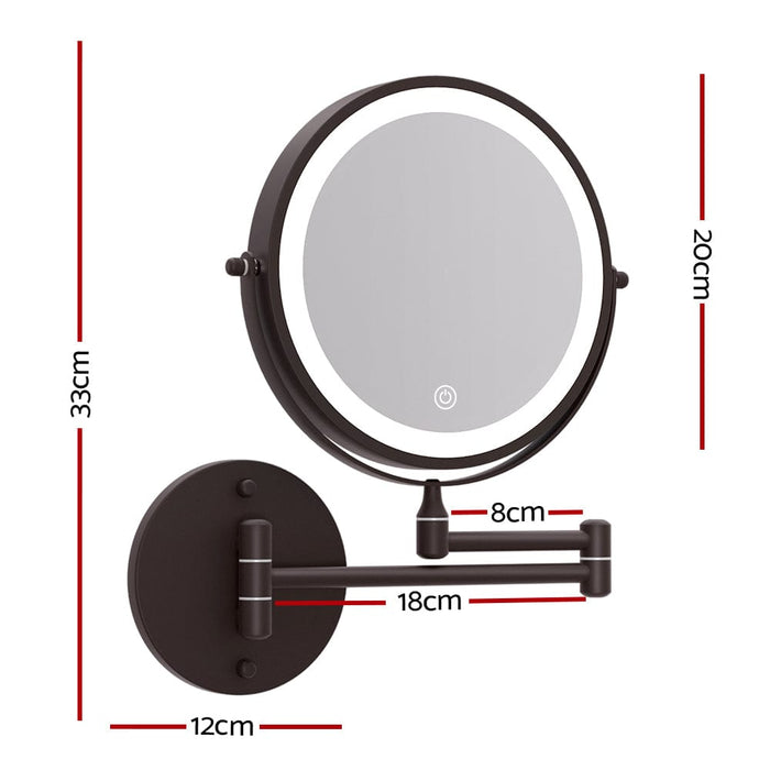 Emersten Black Extendable Makeup Mirror 10x Magnifying Double-Sided Bathroom Mirror