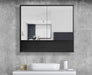 Florencia Matte Black 2 Door Mirrored Bathroom Shaving Cabinet Large 90cm x 15cm x 80cm H - SHINE MIRRORS AUSTRALIA