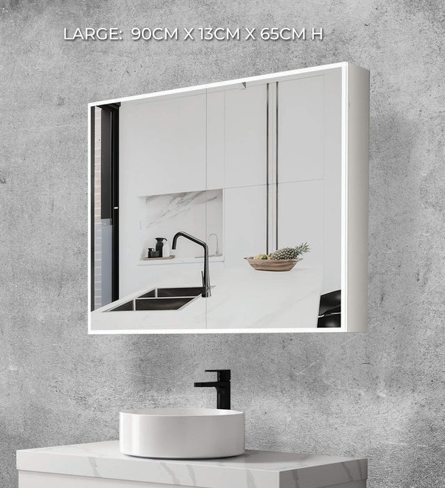 Gabriela 2 Door LED Mirrored Bathroom Shaving Cabinet - SHINE MIRRORS AUSTRALIA