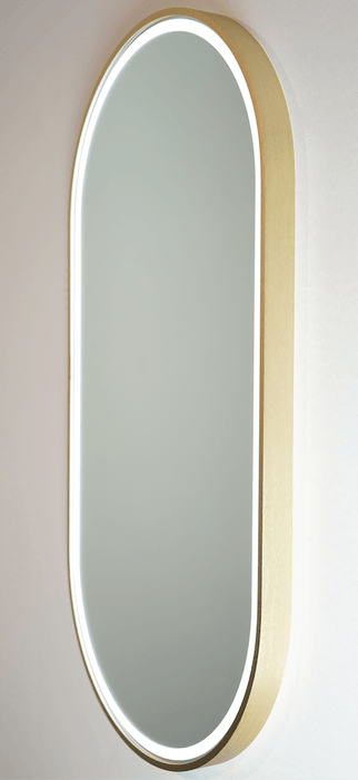 Gatsby Brushed Brass Oval Backlit LED Bathroom Mirror - SHINE MIRRORS AUSTRALIA