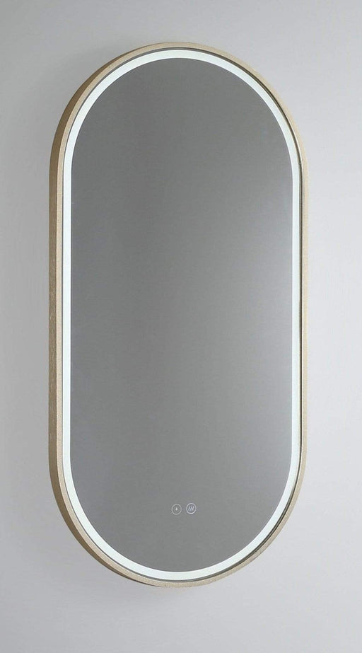Gatsby Brushed Brass Oval Backlit LED Bathroom Mirror Medium: 46cm x 4cm x 91cm - SHINE MIRRORS AUSTRALIA