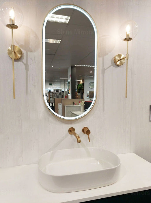 Gatsby Brushed Brass Oval Frontlit LED Bathroom Mirror