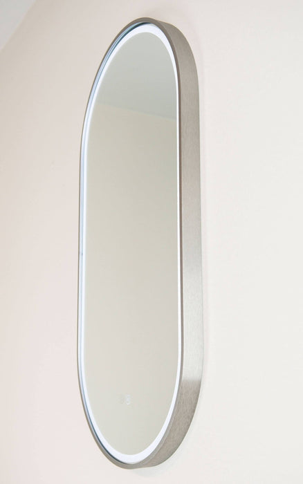 Gatsby Brushed Nickel Oval Backlit LED Bathroom Mirror - SHINE MIRRORS AUSTRALIA