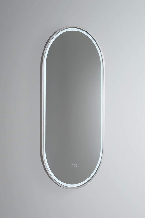 Gatsby Brushed Nickel Oval Backlit LED Bathroom Mirror Large: 46cm x 4cm x 121cm - SHINE MIRRORS AUSTRALIA