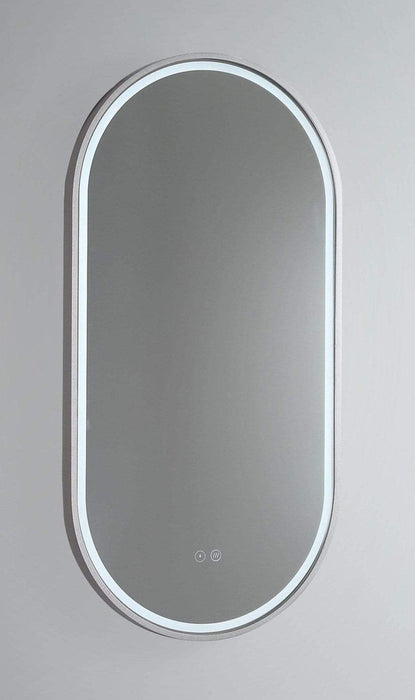 Gatsby Brushed Nickel Oval Backlit LED Bathroom Mirror Medium: 46cm x 4cm x 91cm - SHINE MIRRORS AUSTRALIA