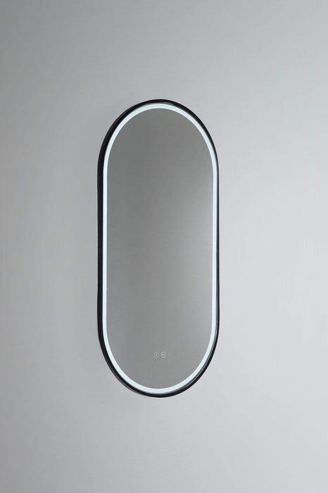 Gatsby Matt Black Oval Backlit LED Bathroom Mirror Large: 46cm x 4cm x 121cm - SHINE MIRRORS AUSTRALIA