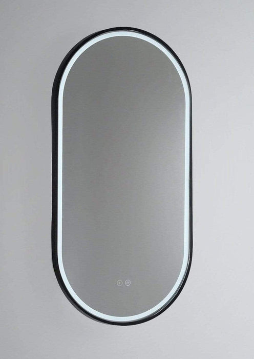 Gatsby Matt Black Oval Backlit LED Bathroom Mirror Medium: 46cm x 4cm x 91cm - SHINE MIRRORS AUSTRALIA