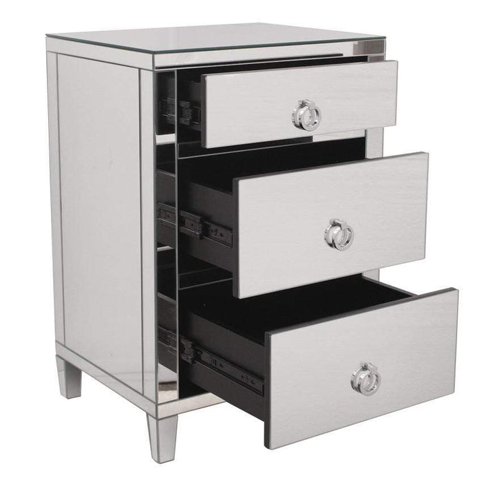 Glamour 3 Drawer Mirrored Bedside Table