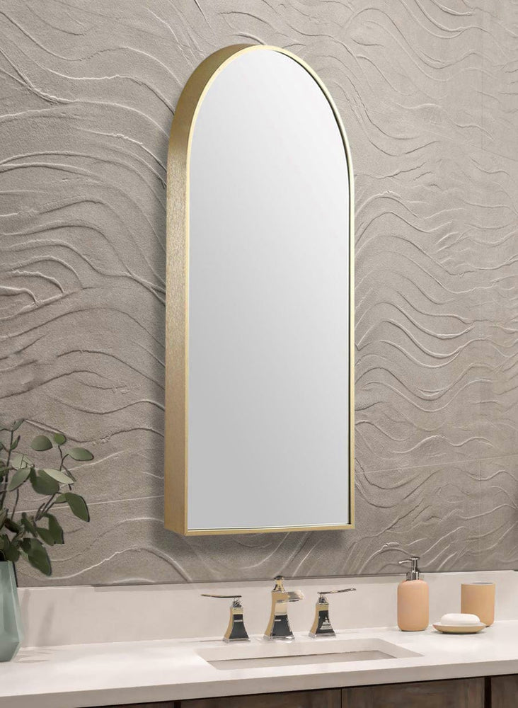 Loren Arched Bathroom Mirror Brushed Brass — SHINE MIRRORS AUSTRALIA
