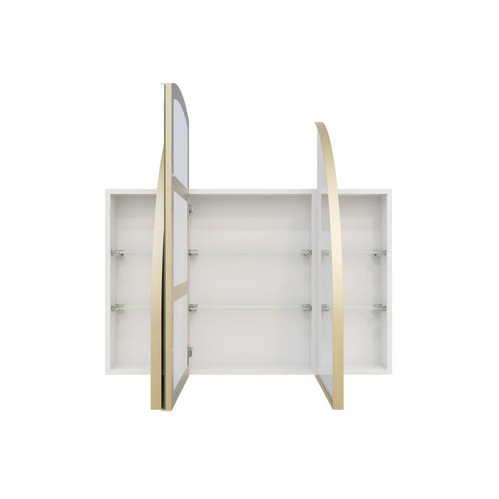 Merelle 3-Door Arch Satin Brass Mirror Cabinet