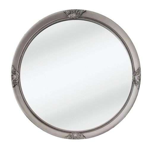 Nero Ornate Antique Silver Round Mirror