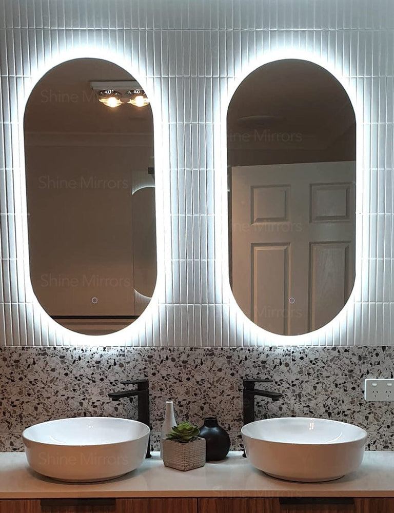 Pixie Frameless Oval LED Backlit Wall Mirror — SHINE MIRRORS AUSTRALIA