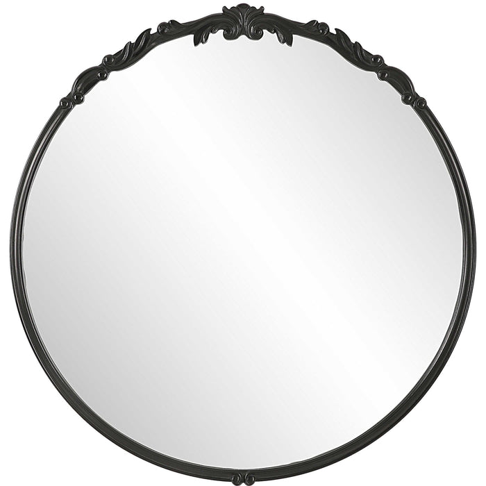 Raya Black Round Wall Mirror