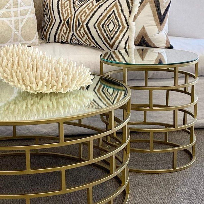 Reyan Mirrored Brass Side Table - SHINE MIRRORS AUSTRALIA