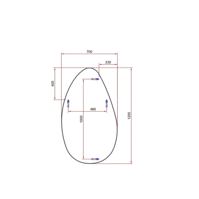 River Pebble Shape White Wall Mirror