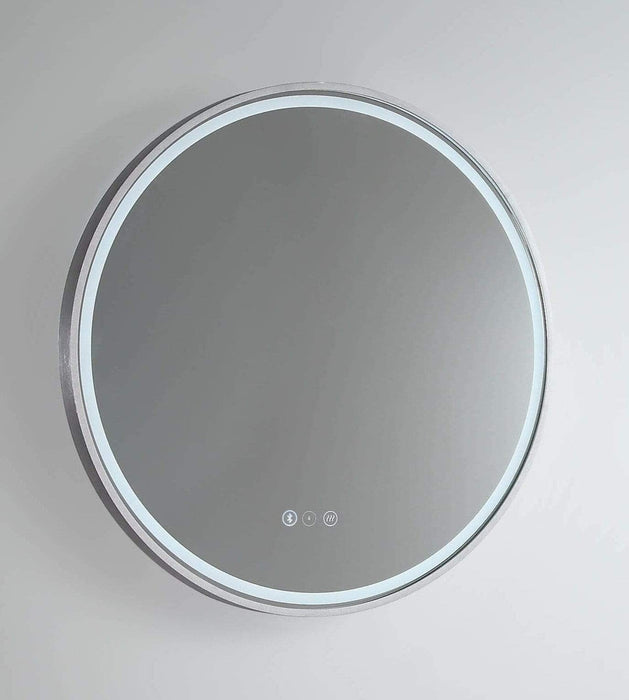 Sphere Brushed Nickel Round Backlit LED Bathroom Mirror - SHINE MIRRORS AUSTRALIA