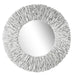 Teak Branch White Round Wall Mirror
