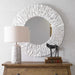 Teak Branch White Round Wall Mirror