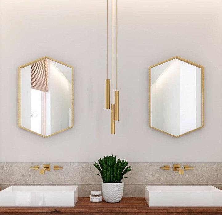 Topaz Brass Gold Hexagon Wall Mirror