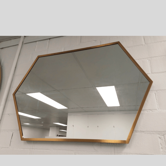 Topaz Brass Gold Hexagon Wall Mirror