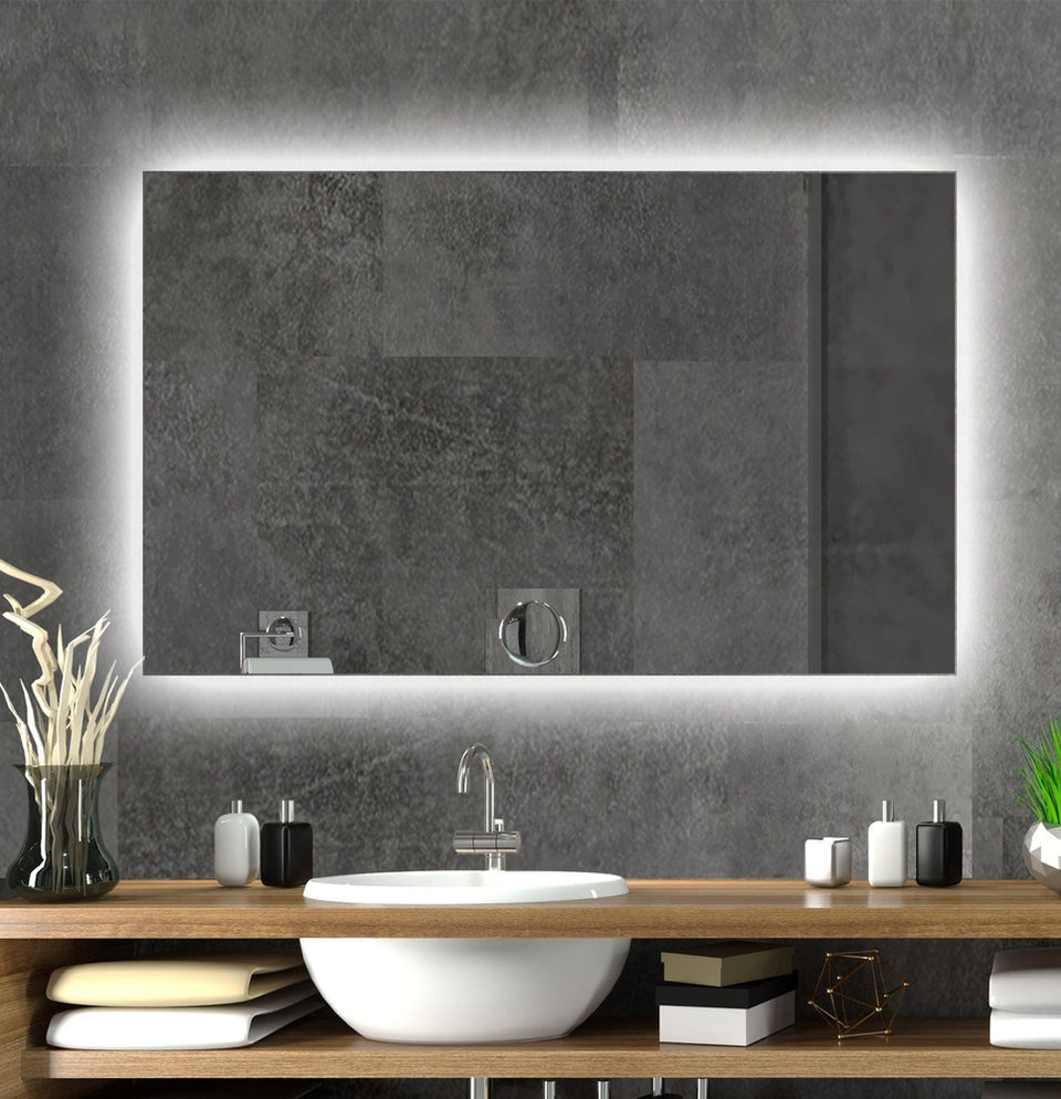 Twilight Rectangle Bathroom Mirror With LED Light Backing Backlit ...