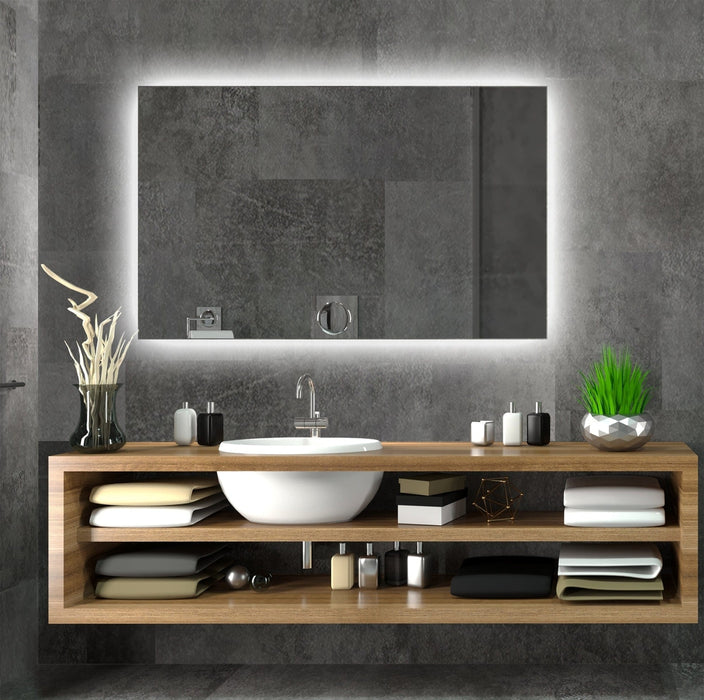 Twilight Rectangle Bathroom Mirror With LED Light Backing Backlit - SHINE MIRRORS AUSTRALIA