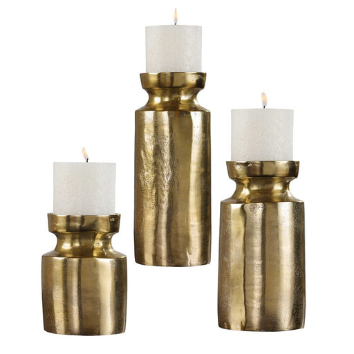 Uttermost Amina Antique Brass Candleholders Set of 3