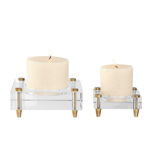 Uttermost Claire Crystal Block Candleholders, Set of 2