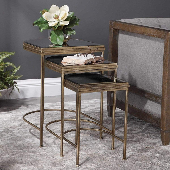 Uttermost India Gold Mirrored Nesting Tables Set of 3